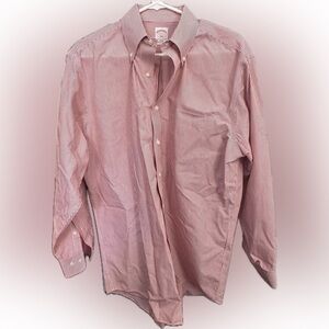 Brooks Brothers Pink and White Stripe Button-Down Dress Shirt